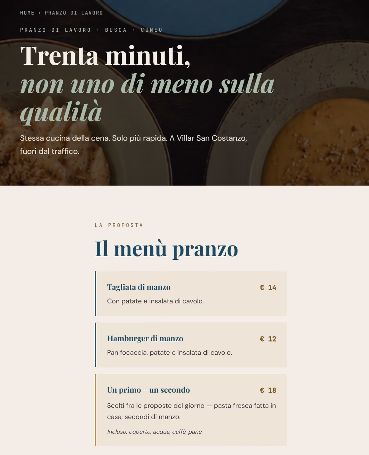 La pagina del pranzo di lavoro