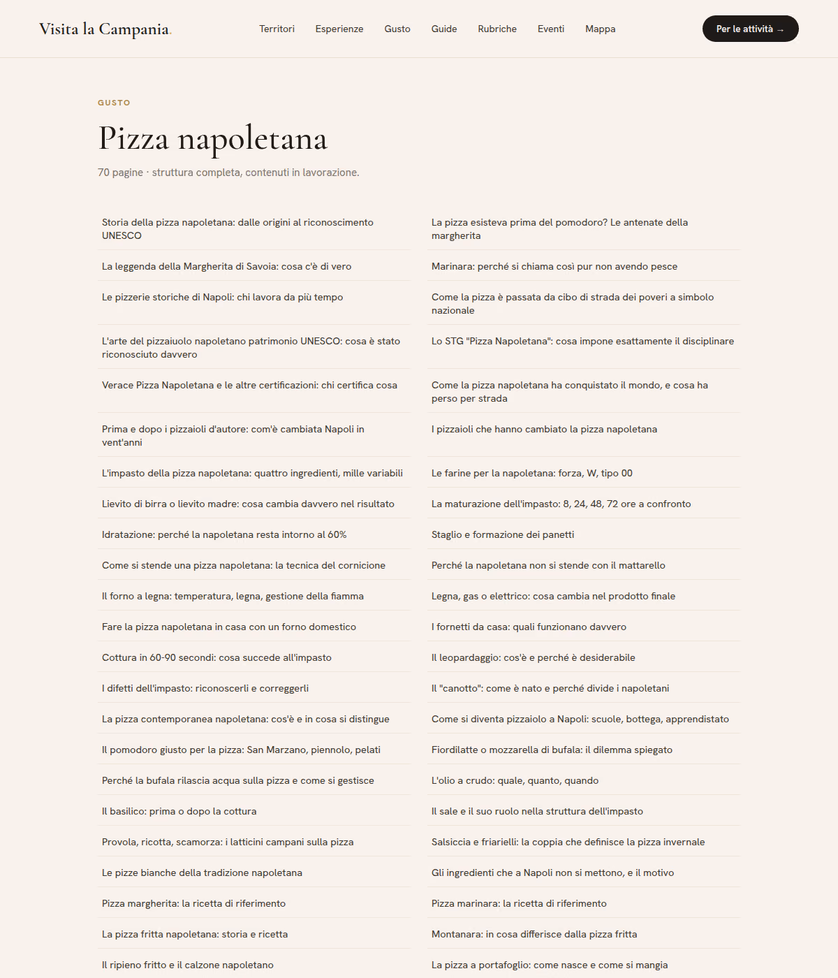 La sezione della pizza napoletana: settanta pagine su un tema solo