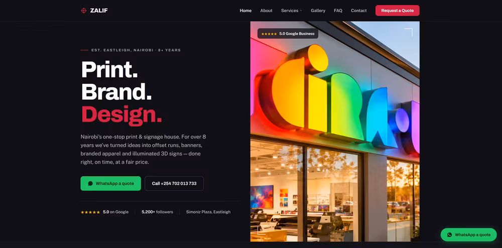 Keepyz Milano, lavori: sito per Zalif Print & Signage